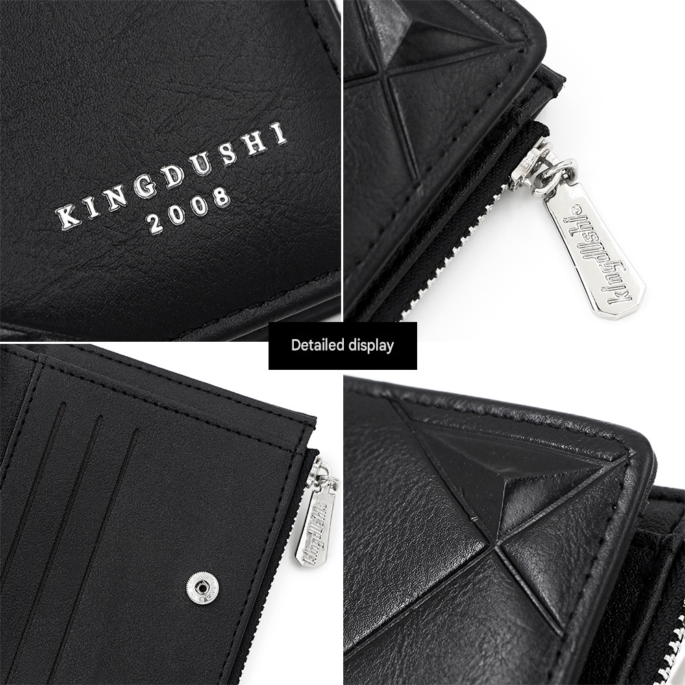 Coffee Mens Diamond Quilted Leather Bifold Wallet - Anti Theft Zippered Coin Purse for Cards Bills Coins and ID Photos, Australian Father's Day Gift — image 4