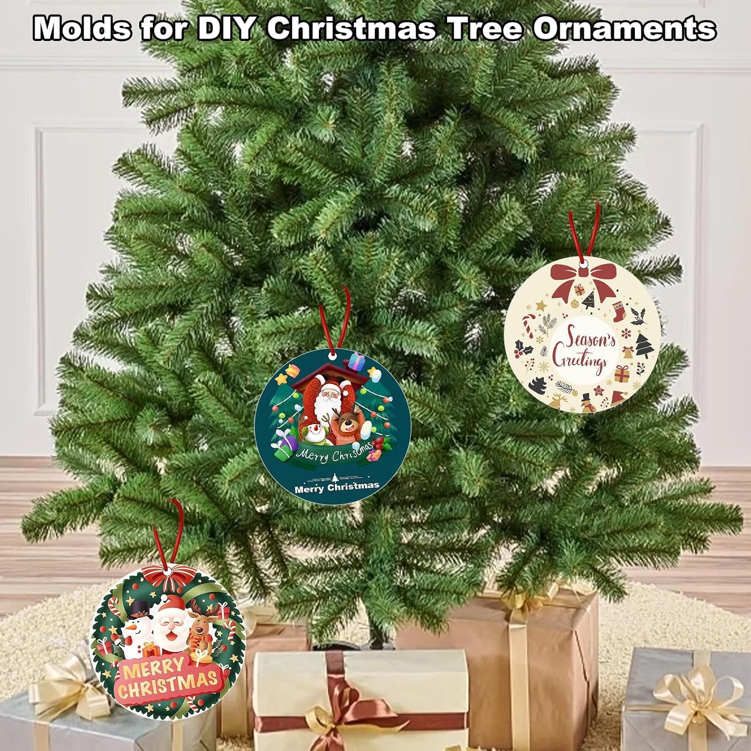 4-Cavity Christmas Ornaments Resin Molds with Hole, Reusable Epoxy Resin Round Molds for Crafting, Holiday Decorations and DIY Gifts — image 4