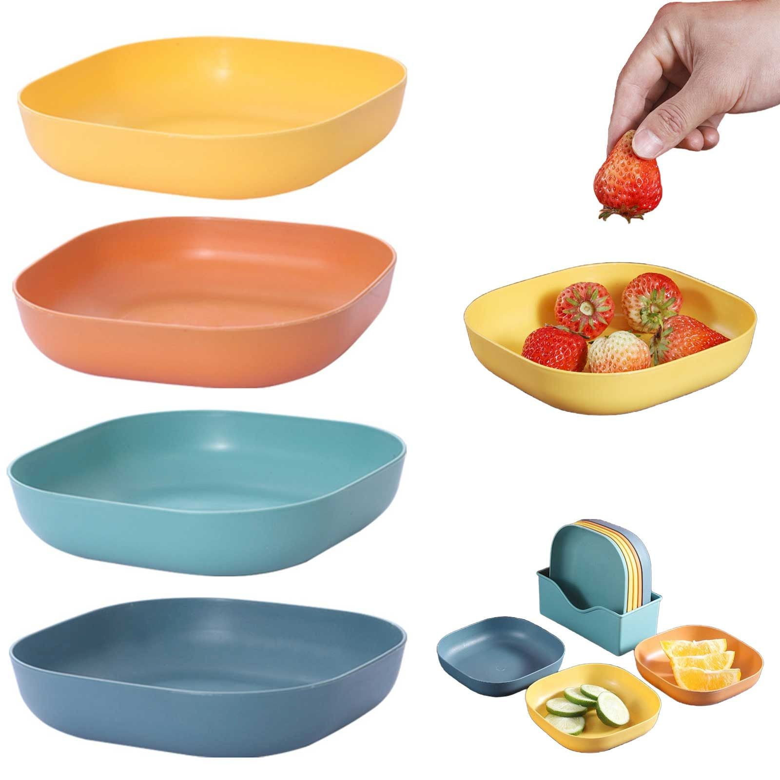 Plastic Pasta Bowls Reusable, Square Plate Bowls, Plastic Small Bowls For Kitchen, Pasta Serving Bowl, Kitchen, Orange, 14 x 2.8 cm — image 6