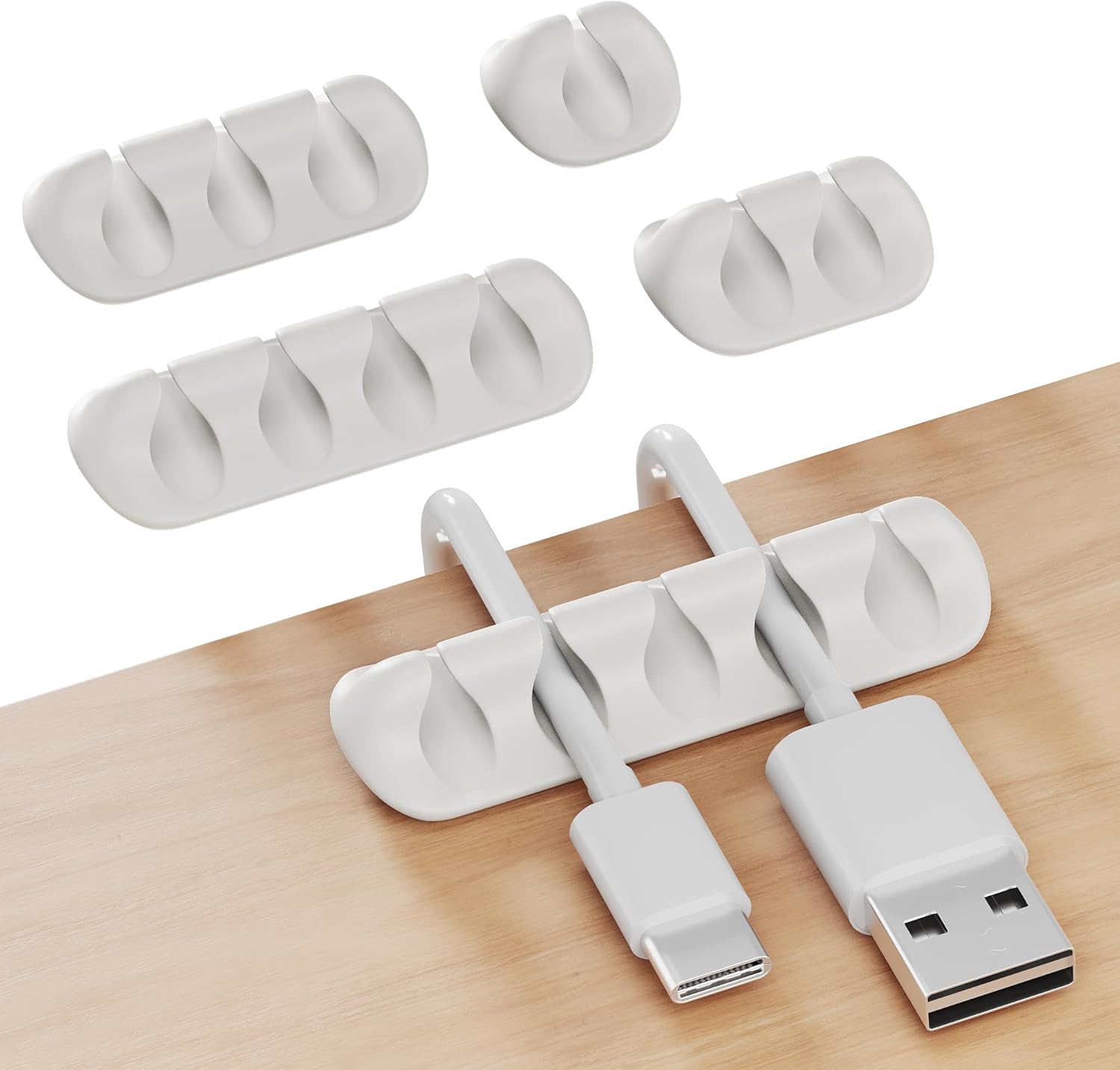 Cord Organizer for Desk Cable Holder for Nightstand Charger Organizer Adhesive Desktop Versatile Wire Multislot Clips and Table Management Accessories Office