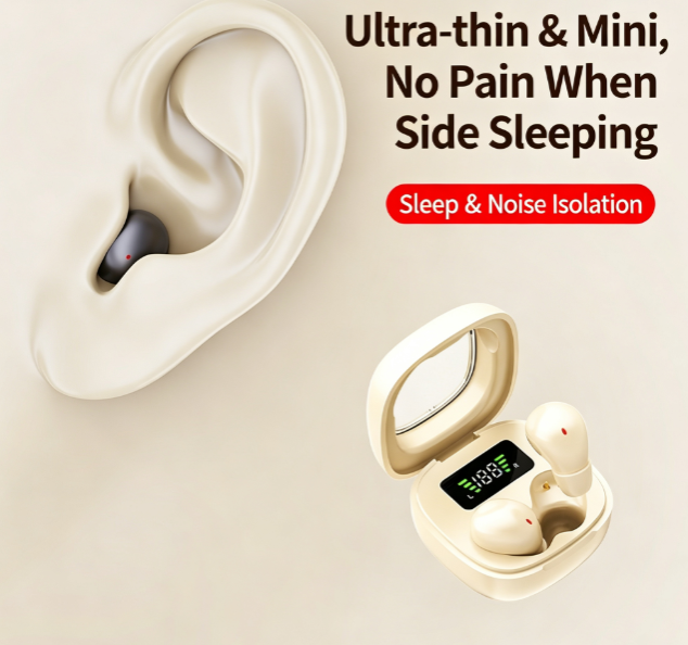 Y19 Mini Hidden Sleep Wireless Bluetooth Earbuds with LED Digital Display,white — image 5
