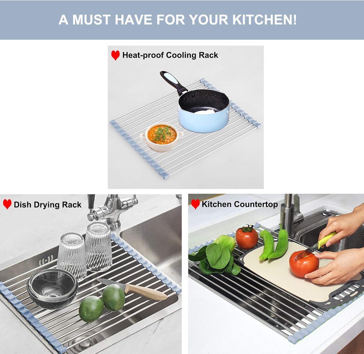 Roll Up Dish Drying Rack Over Sink Dish Rack 17.5''x11.8'' + Upgraded Watt Meter Power Meter Plug Home Electricity Usage Monitor โ image 5