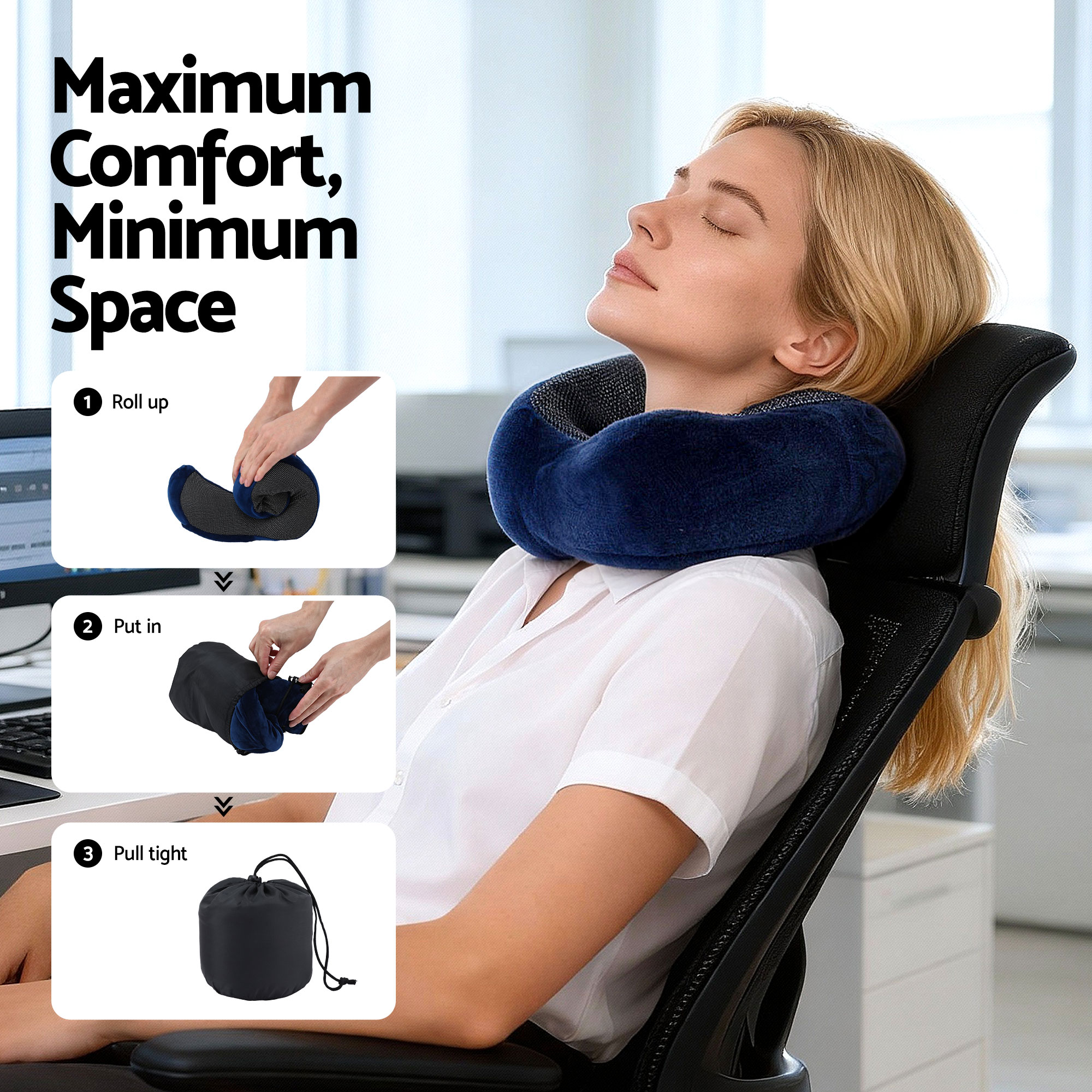 Wanderlite Travel Pillow for Airplanes Memory Foam Neck Pillows for Traveling, Soft & Washable Cover with Storage Bag, Portable Plane Accessories for Airplanes — image 6