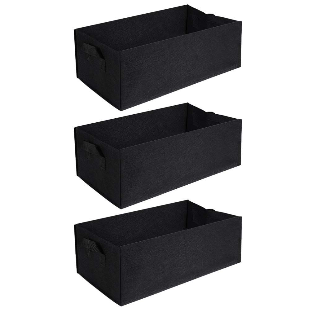 3-Pack Grow Bags, 10 Gallon Heavy Duty Thickened Nonwoven Fabric Raised Garden Bed Square Flower Planter Containers for Carrot Onion,Flowers,Fruit/Growing Pots