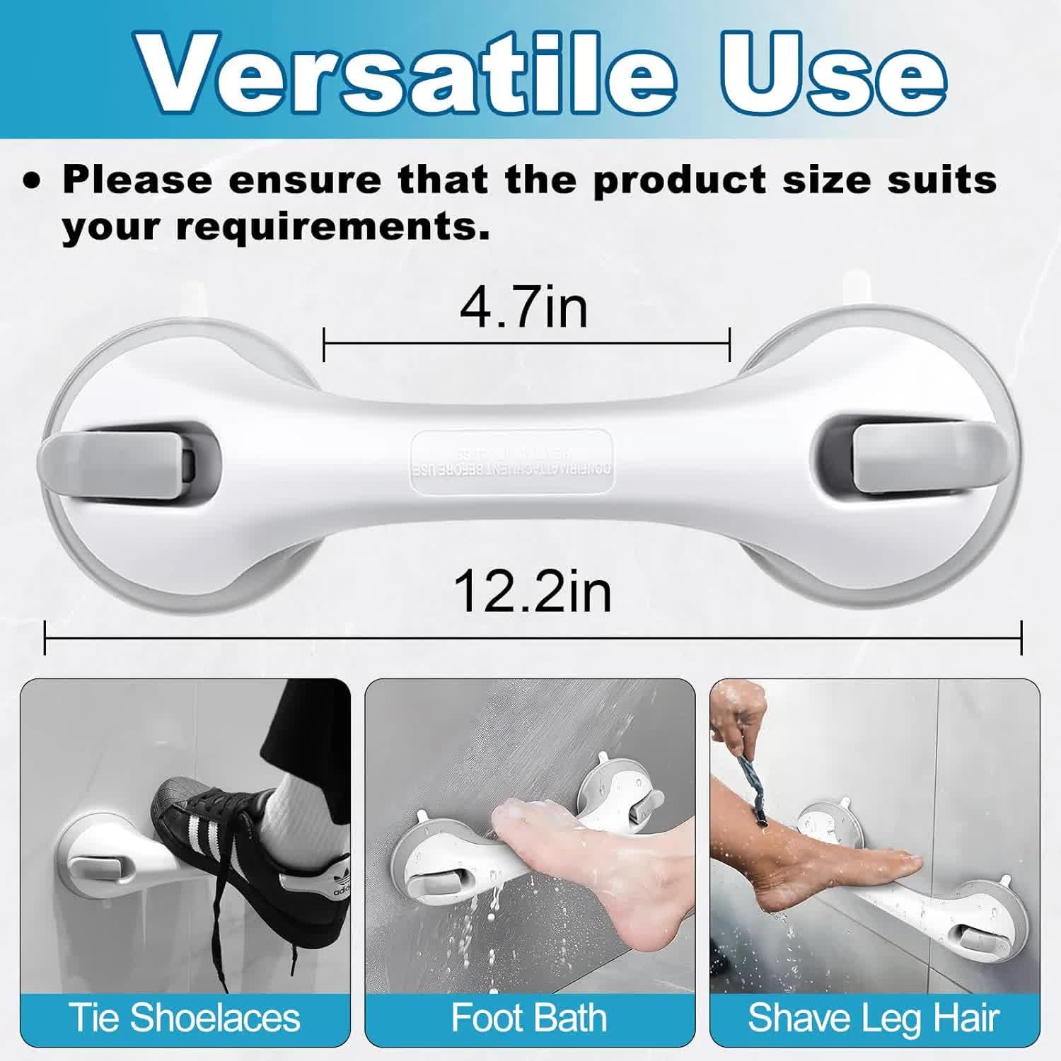 Shower Foot Rest for Wall, 12 Inches Shower Pedicure Foot Stool for Shaving Legs Bathroom Stool with Powerful Suction Cups Foot Stand for Inside Shower — image 2
