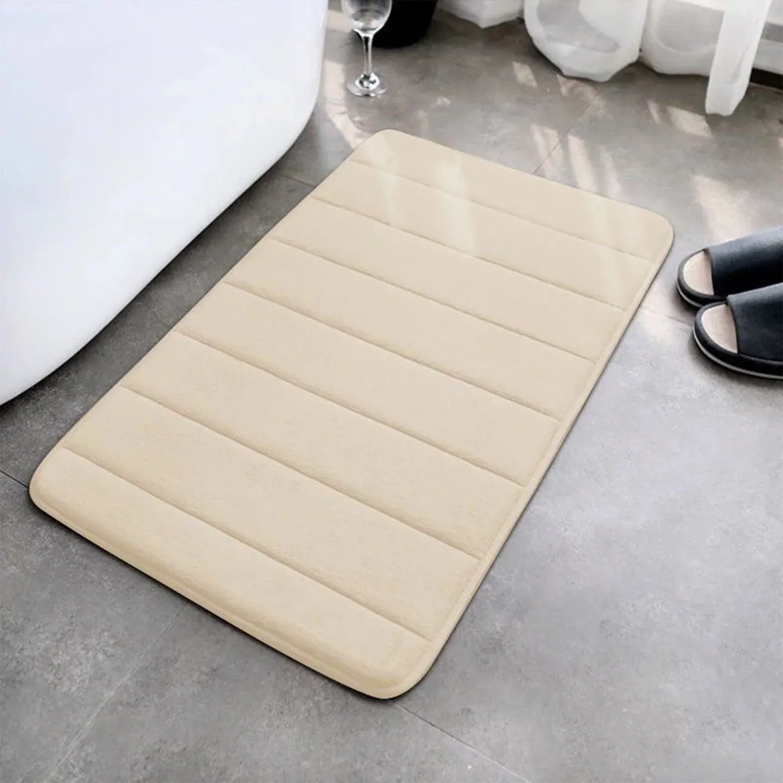 Extra Soft Non-Slip Bathroom Rug, Absorbent Machine-Washable Thick Bath Mat for Tub, Shower and Bathroom Floor, 24 × 16 Inches, White — image 6