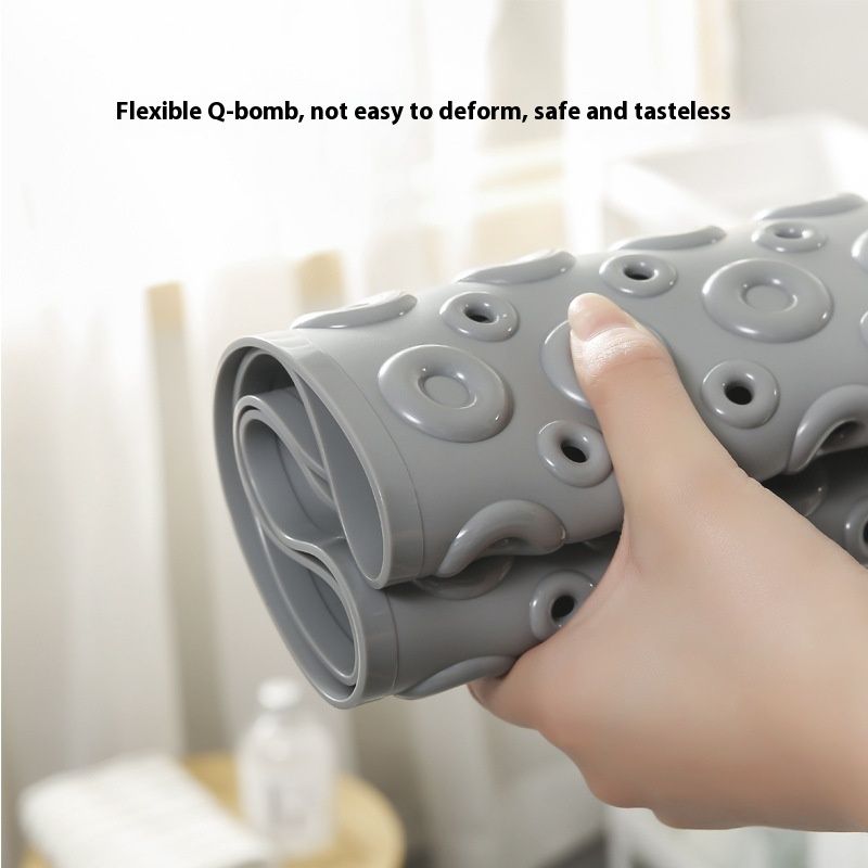 Soft Silicone Bath Mat Non Slip with Suction Cups Tub Mat for Bathroom for Kids Elderly Extra Large Shower matt - Grey — image 3