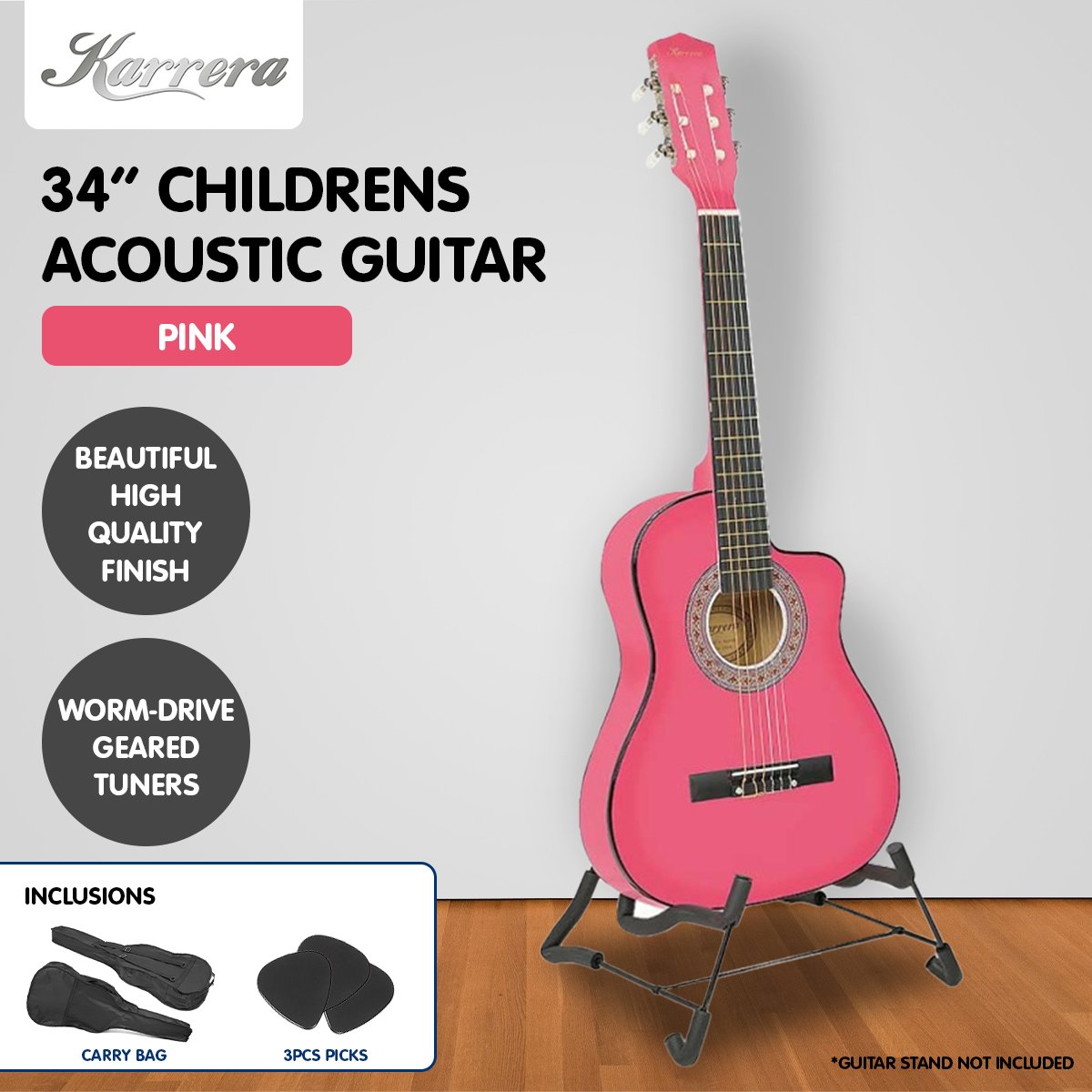 Karrera Childrens Acoustic Guitar Kids - Pink — image 6