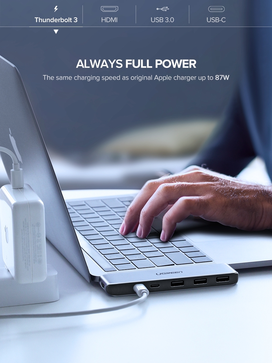 UGREEN Dual Type-C 5 in 1 to 3*USB3.0+ USB-C Female+PD Converter (50775) โ image 3