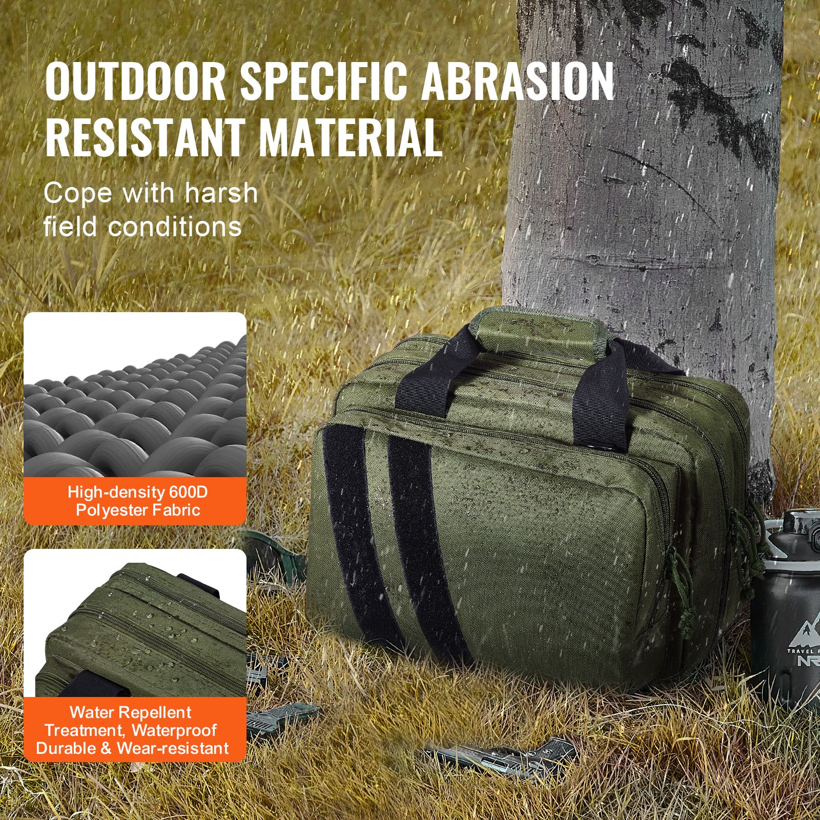 Range Bag for 2 Pistols Tactical Gun Bag 2 Built-in Pistol Bags Green — image 5
