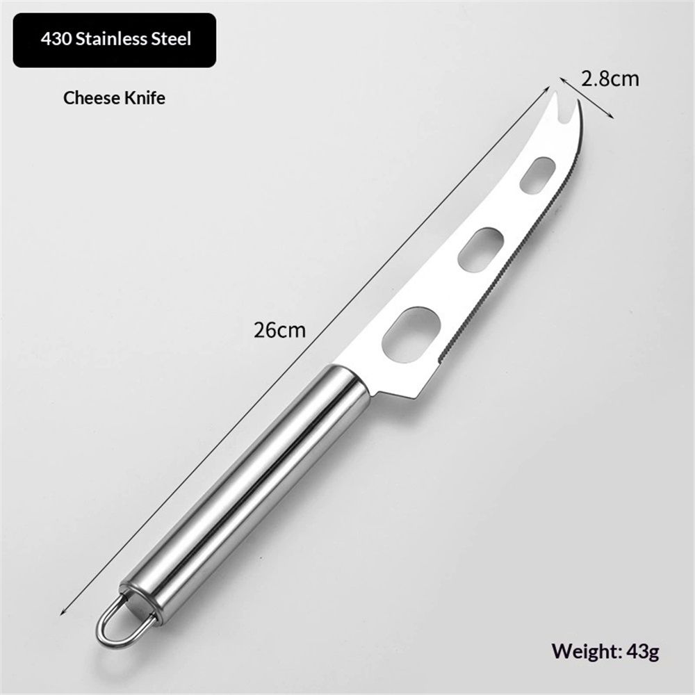 Moist Cheese Knife, Stainless Steel Cheese Slicer Knife Set Cheese Cutting Tools Non-slip Handle (silvery) โ image 2