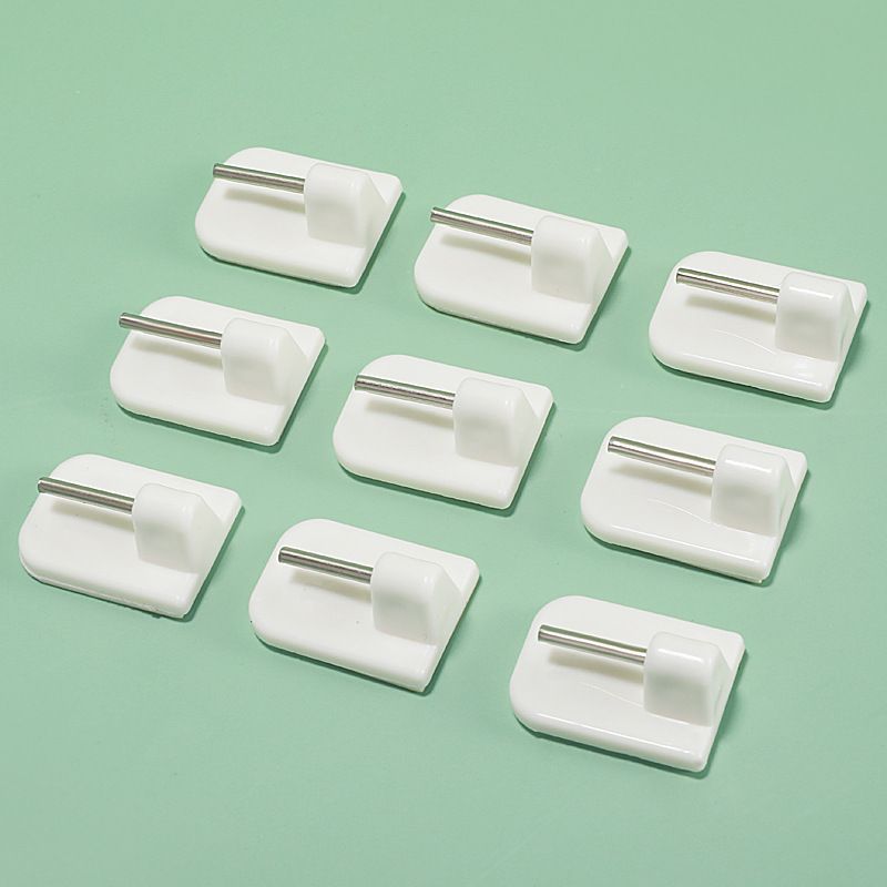 9 Pcs Self Adhesive Curtain Rod Hooks, Net Curtain Rod Holders, Plastic Sticky End Window Hook for Net Curtain Pole Support