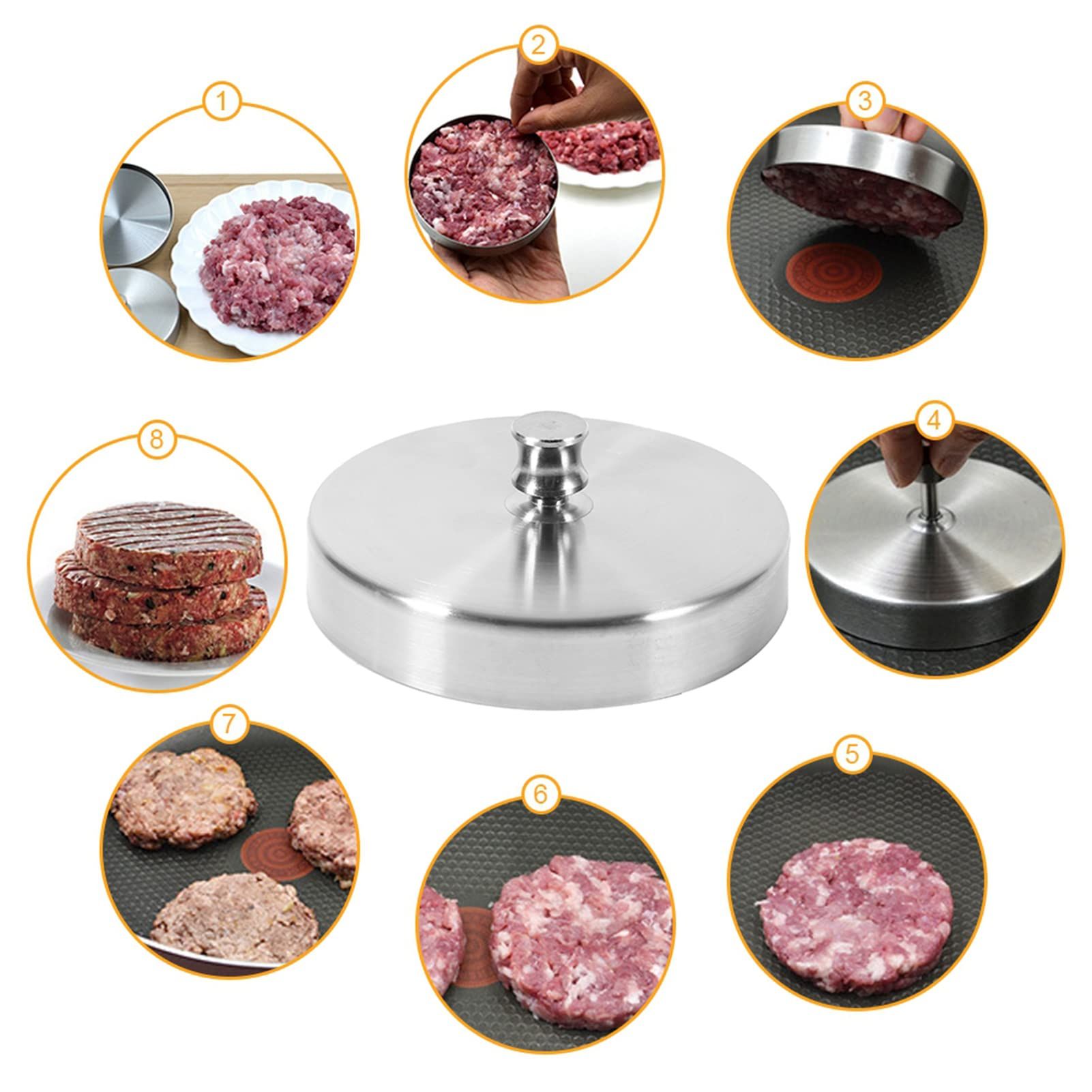 Stainless Steel Burger Press Hamburger Maker Non Stick Patty Mold Ideal for BBQ & Perfect Patties. Easy to Operate and Clean — image 5