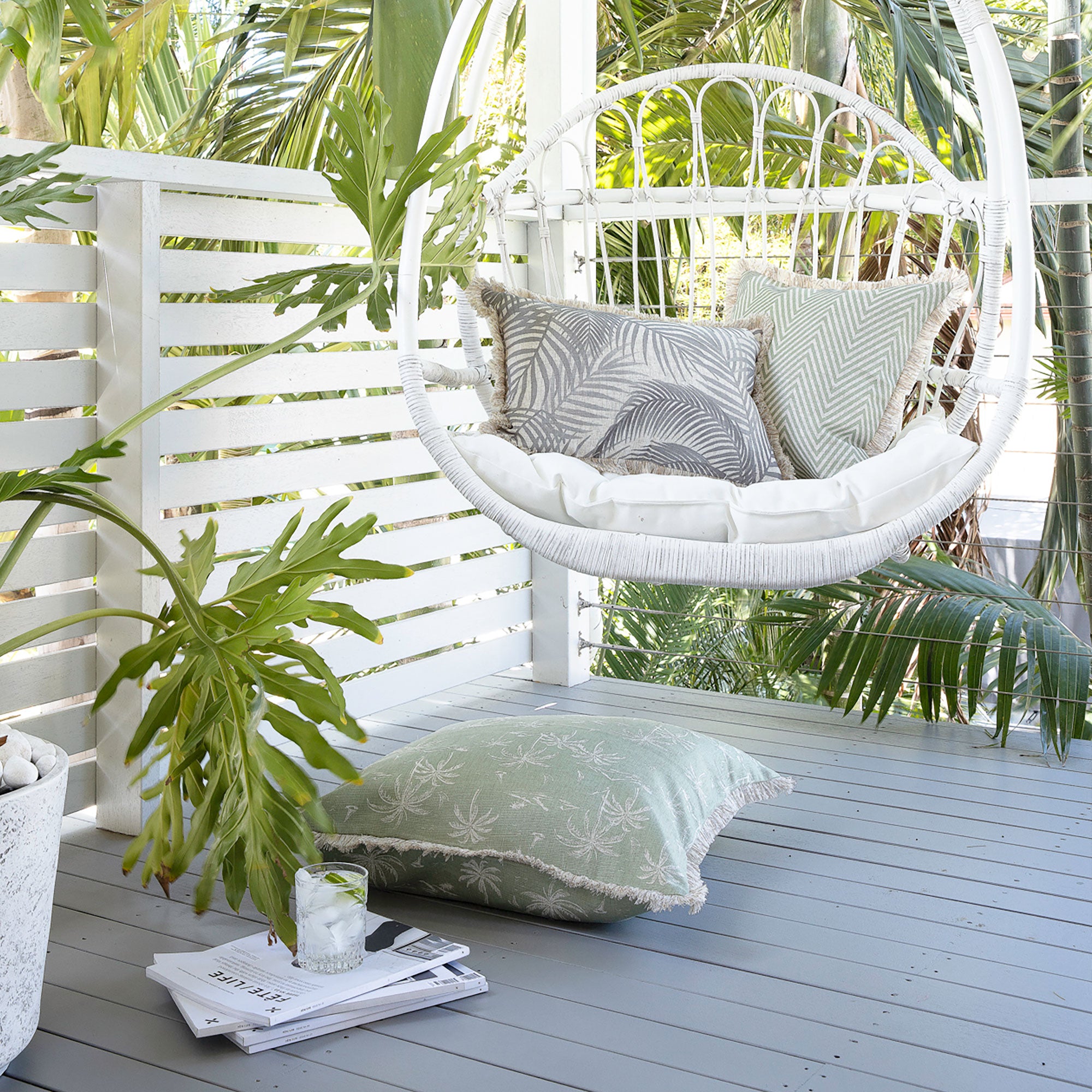 Cushion Cover-With Piping-Postcards Sage-60cm x 60cm — image 3