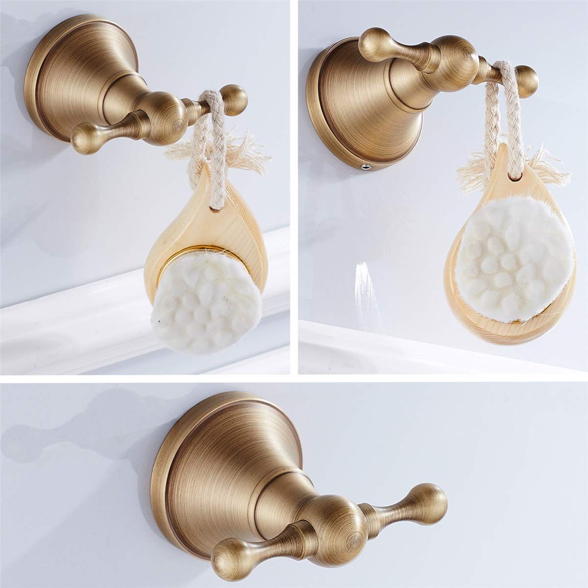 Coat Hook Antique Brass Towel Robe Hooks Bathroom Kitchen Accessories Wall Mounted, Brushed Bronze Coat Hooks — image 4