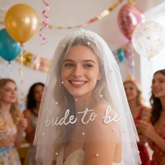 Bride to Be Pearl Veil Embroidered White — image 6