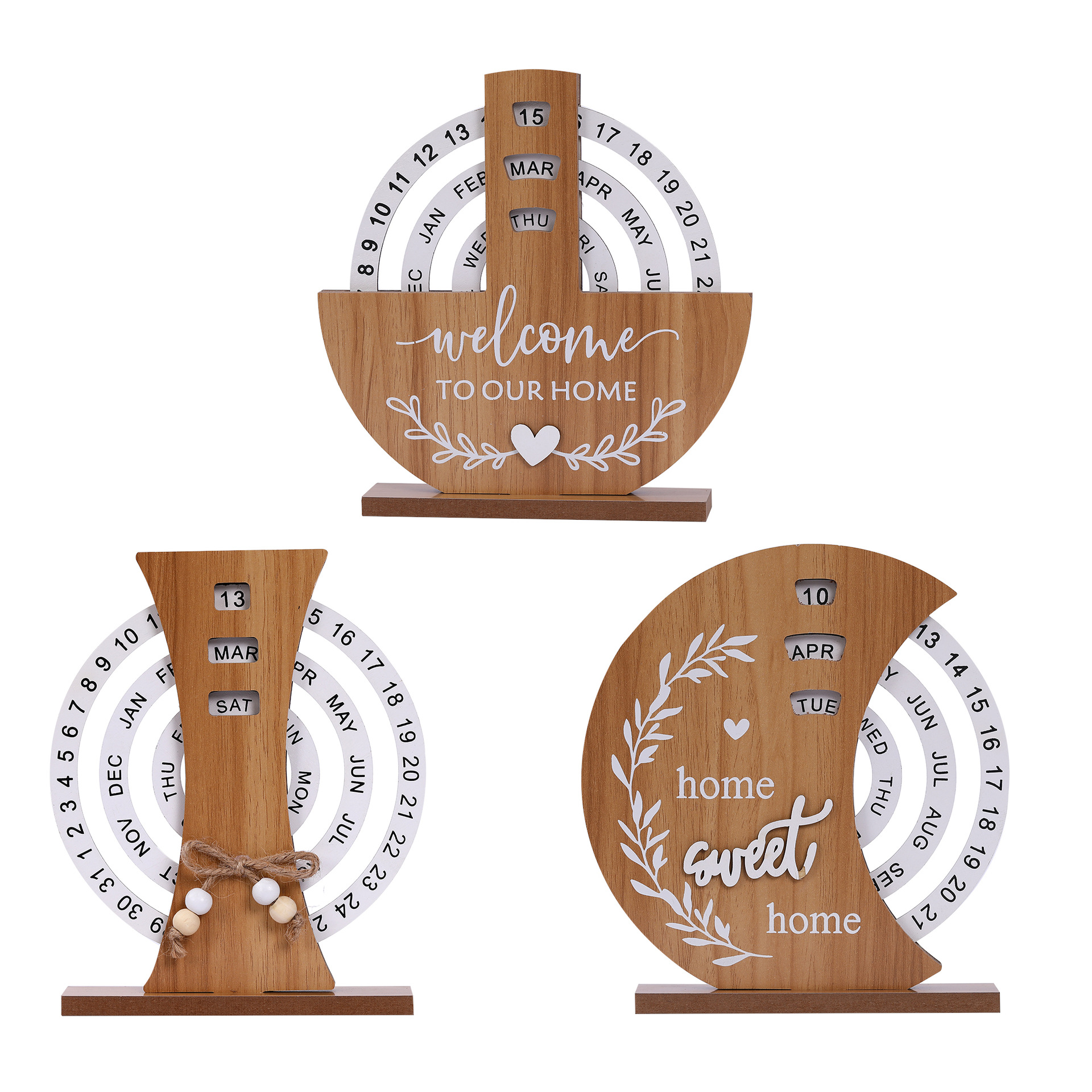 Ferris Wheel model Rustic Wooden Perpetual Calendar - Reusable Rotating Desk & Tabletop Decor — image 2