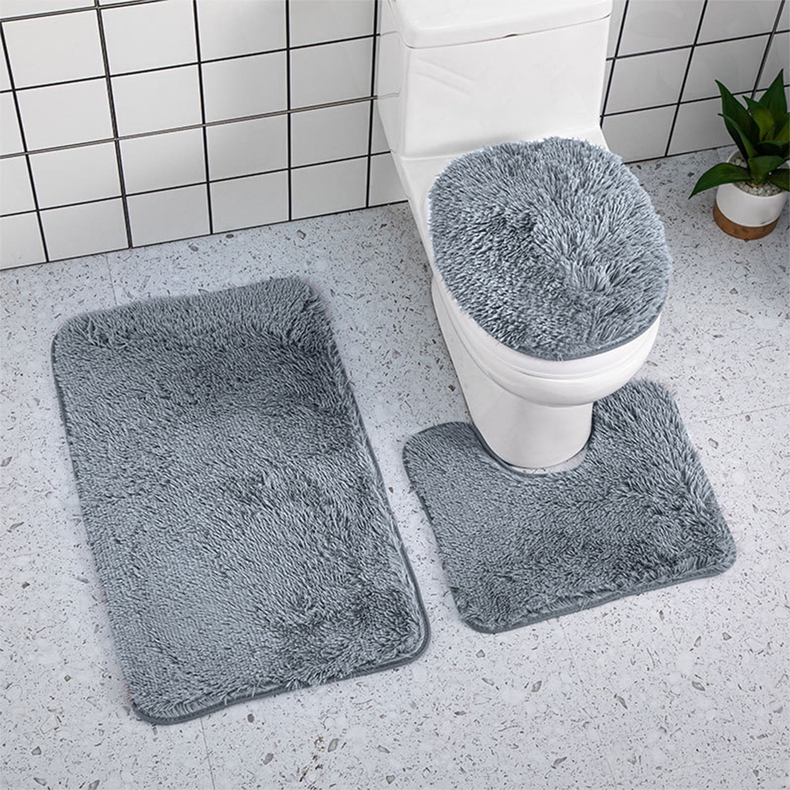 Bathroom Rugs Sets, Non-Slip Bath Mat Set 3 Piece, Soft Comfortable Washable Bathroom Mat Set, Quicker Dry Bathroom Rug with Toilet Rug Dark Gray — image 4