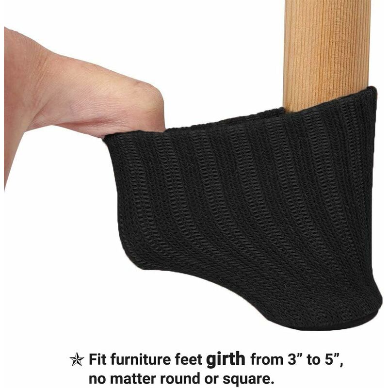 24 pcs Felt Chair Socks, Furniture Table Covers Protectors for Legs Feet Floors - Prevents Scratches and Noise (Black) โ image 2