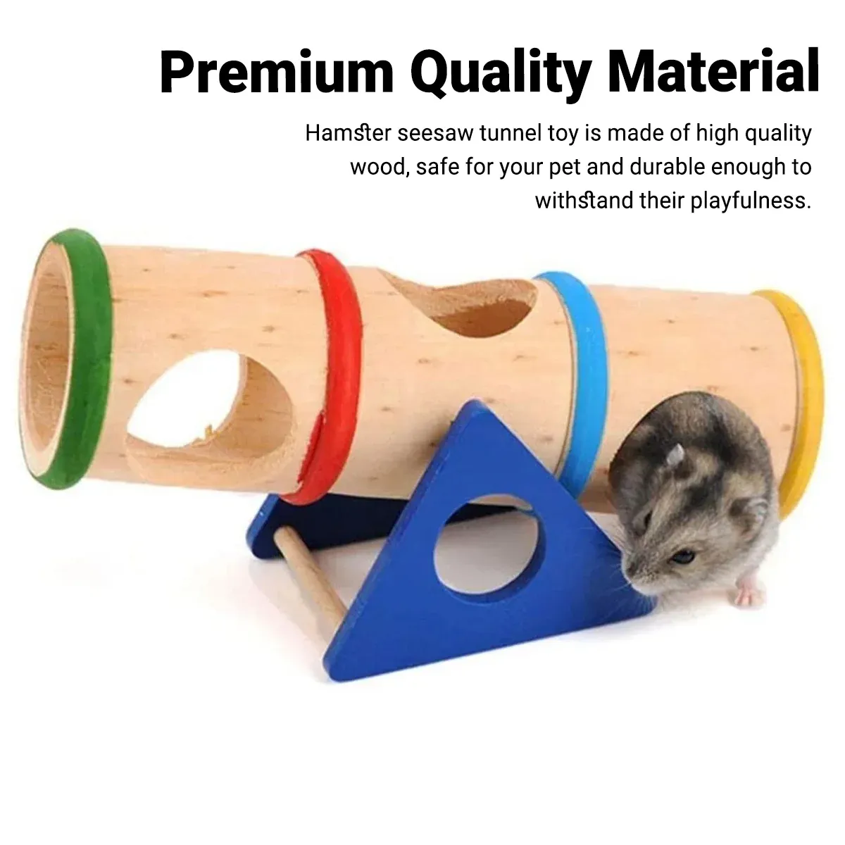 Hamster Wooden Toy Set Pet Seesaw Bucket Chew Toy Cage Accessories for Small Pet โ image 5