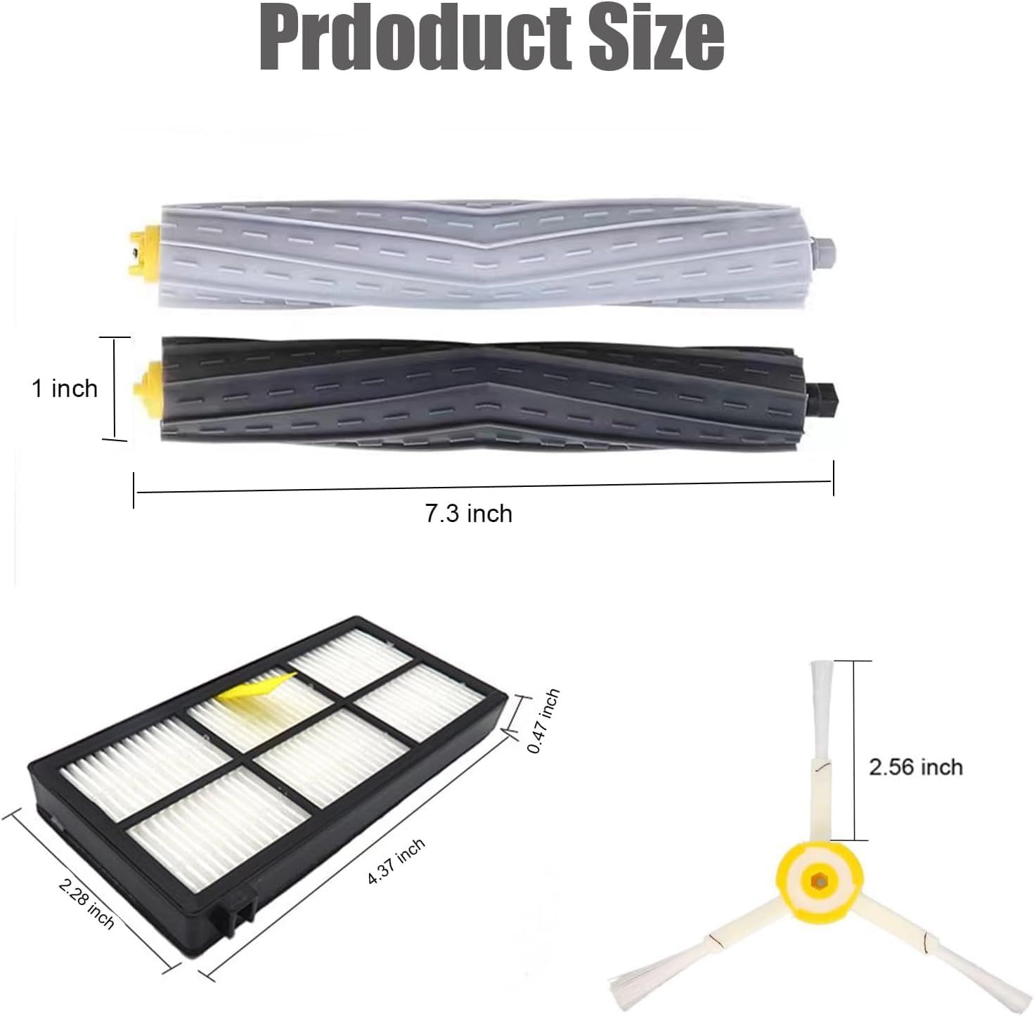 Replacement Accessory Kit Compatible with iRobot Roomba 800/900 Series - 1 Pair Main Brushes + 6 Side Brushes + 6 Filters + 1 Small Yellow Brush + 1 โ image 3