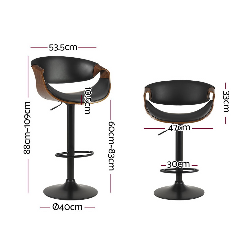 Artiss Bar Stools Gas Lift Leather w/Armrest — image 2
