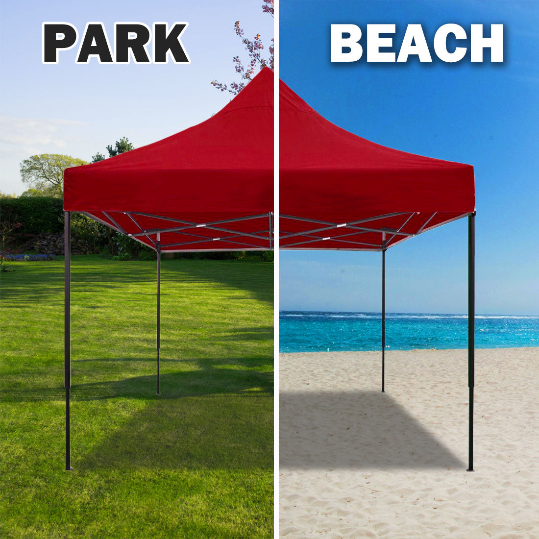 3x3m Pop Up Gazebo Outdoor Tent Folding Marquee Party Camping Market Canopy - red โ image 2