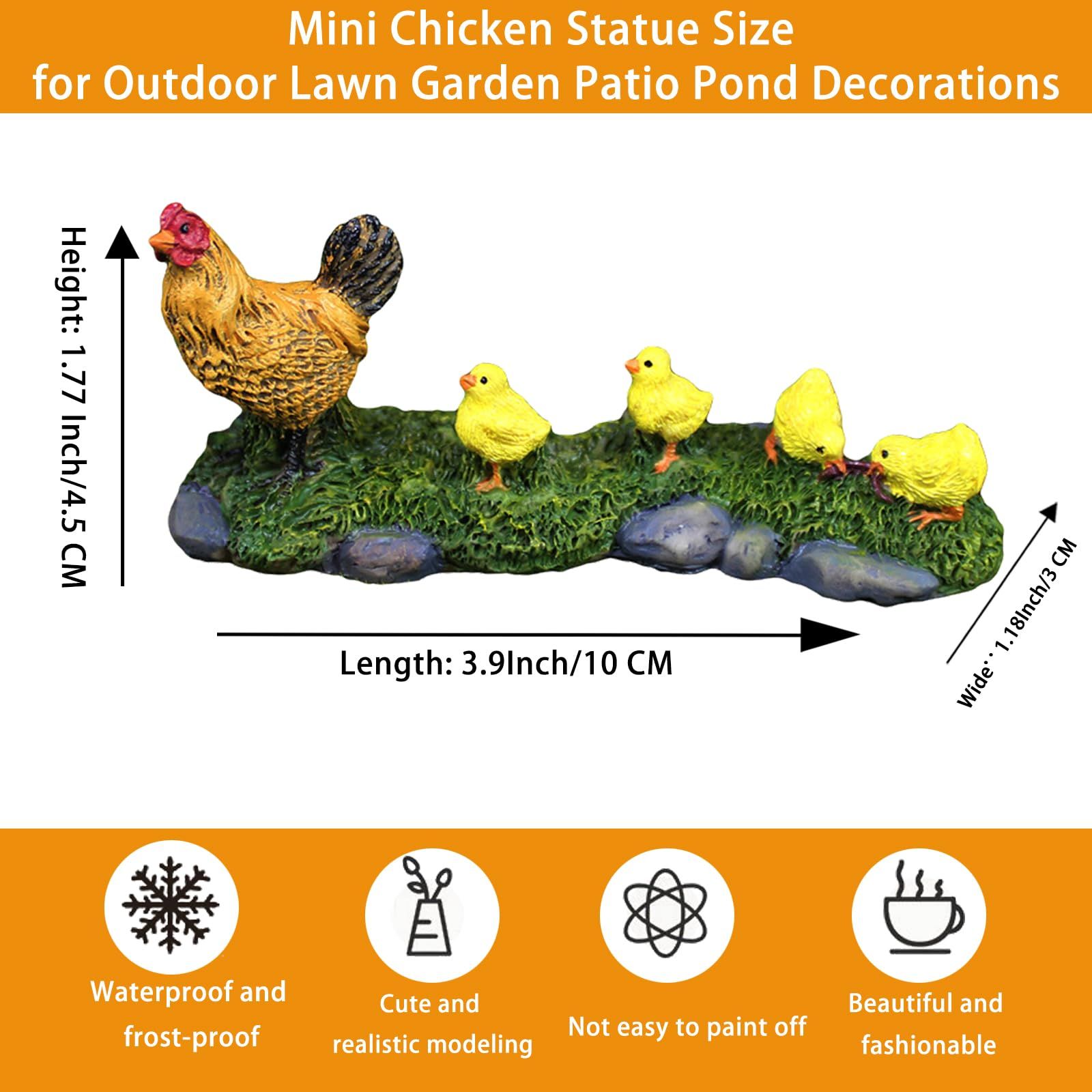Mini Chicken Statue,Chicken Yard Decor Yellow Chickens Resin Small Chicks Garden Statues and Figurines for Outdoor Lawn Garden — image 4