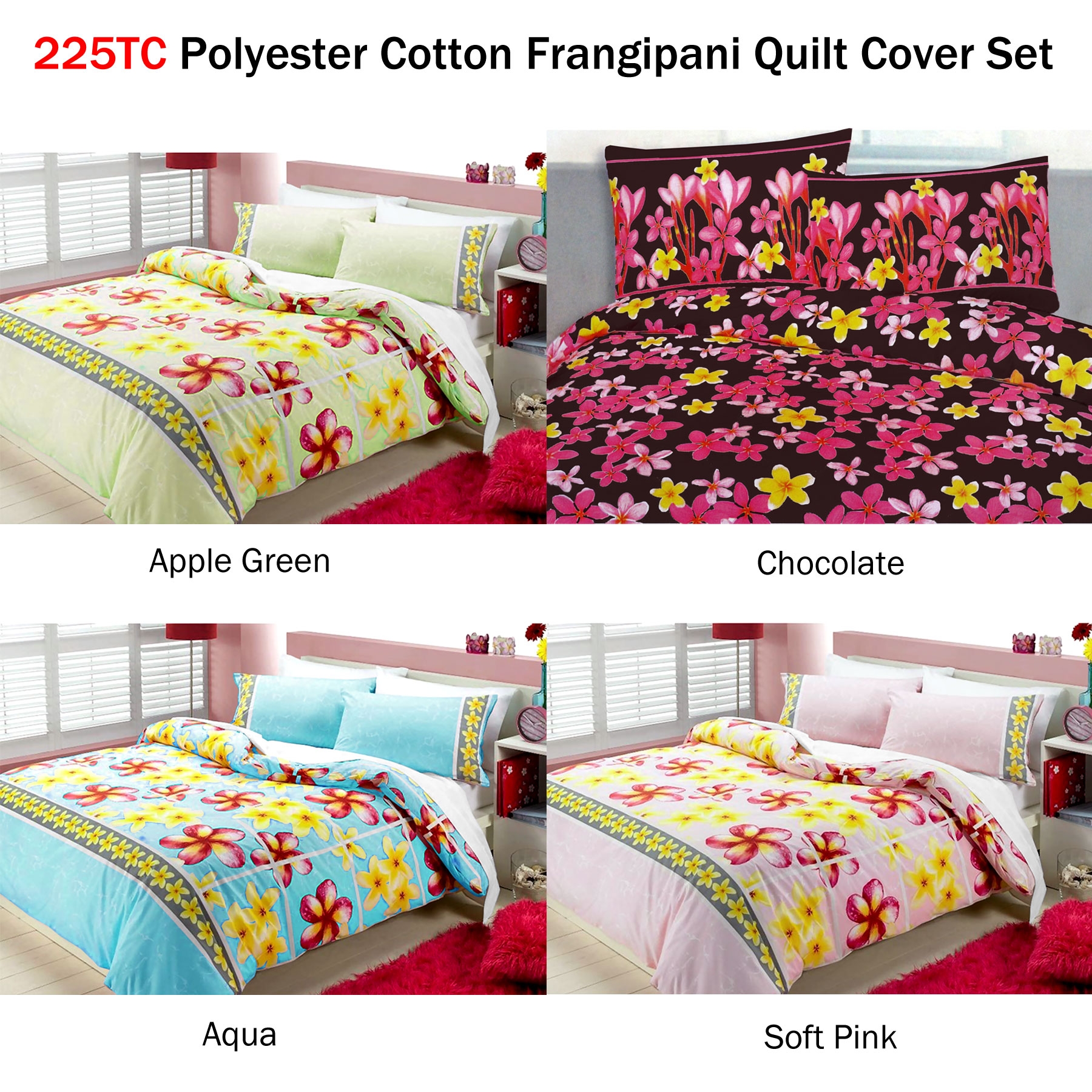 Floating Frangipani Quilt Cover Set Soft Pink Single — image 3
