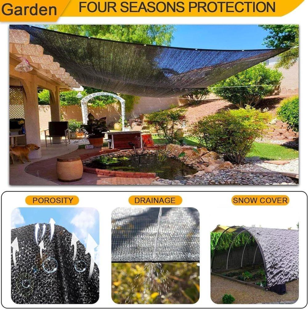 HDPE Sun Protection Net UV Heat Insulating Fabric 4×4 m for Garden Greenhouse and Patio, Thick and Dense — image 2
