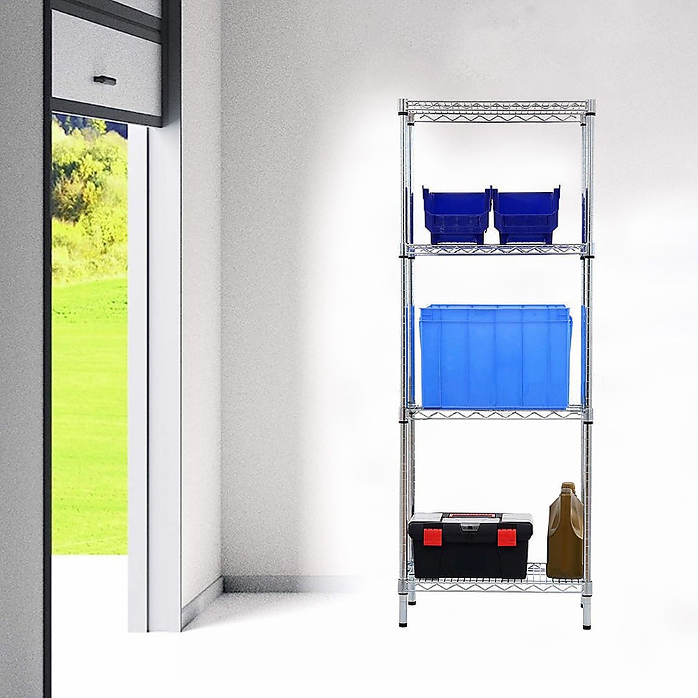 Modular Wire Storage 35x35cm Steel Shelving Chrome With Fixed Legs For Garage Warehouse Or Kitchen Organisation — image 2