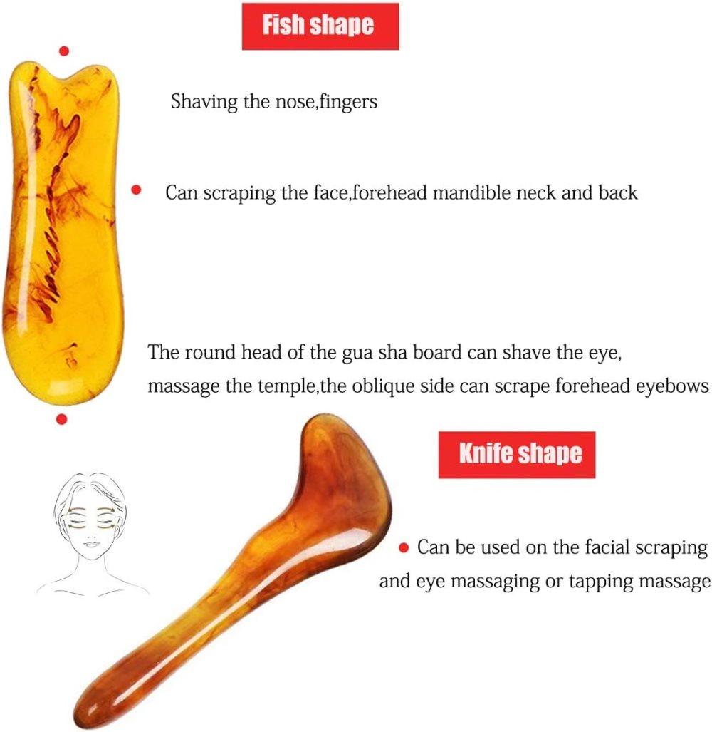 7-piece Gua Sha Set, Resin Facial and Body Massage Tool for Face Legs Back, Gold — image 4
