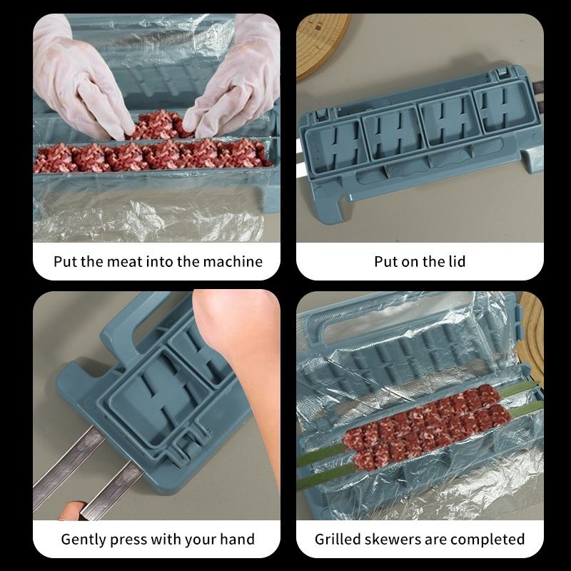 White Portable Folding Kebab Maker and BBQ Skewer Tool - Hygienic Quick Efficient Kebab Preparing for Outdoor BBQ, Camping & Kitchen Cooking โ image 2