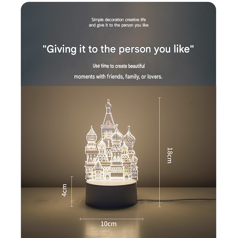 Castle Style Creative Acrylic LED Night Light - Warm White Ambient Table Lamp, Decorative Desktop Mood Light, Cartoon and Creative Display Design, Compact Gift — image 2