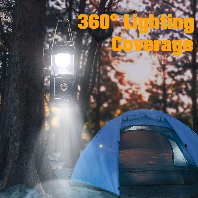 2 Pack Foldable Camping Lights, Solar USB Rechargeable Waterproof Portable Emergency Lights Black โ image 2