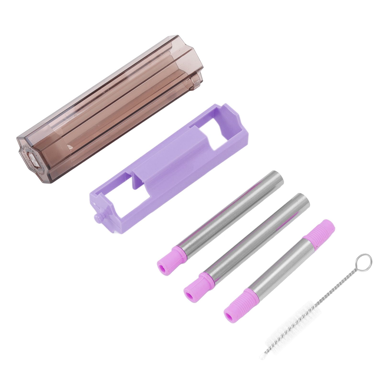 Collapsible Straw Stainless Steel Portable Easy to Clean Foldable Straw with Cleaning Brush for Home Office Outdoor Purple โ image 5