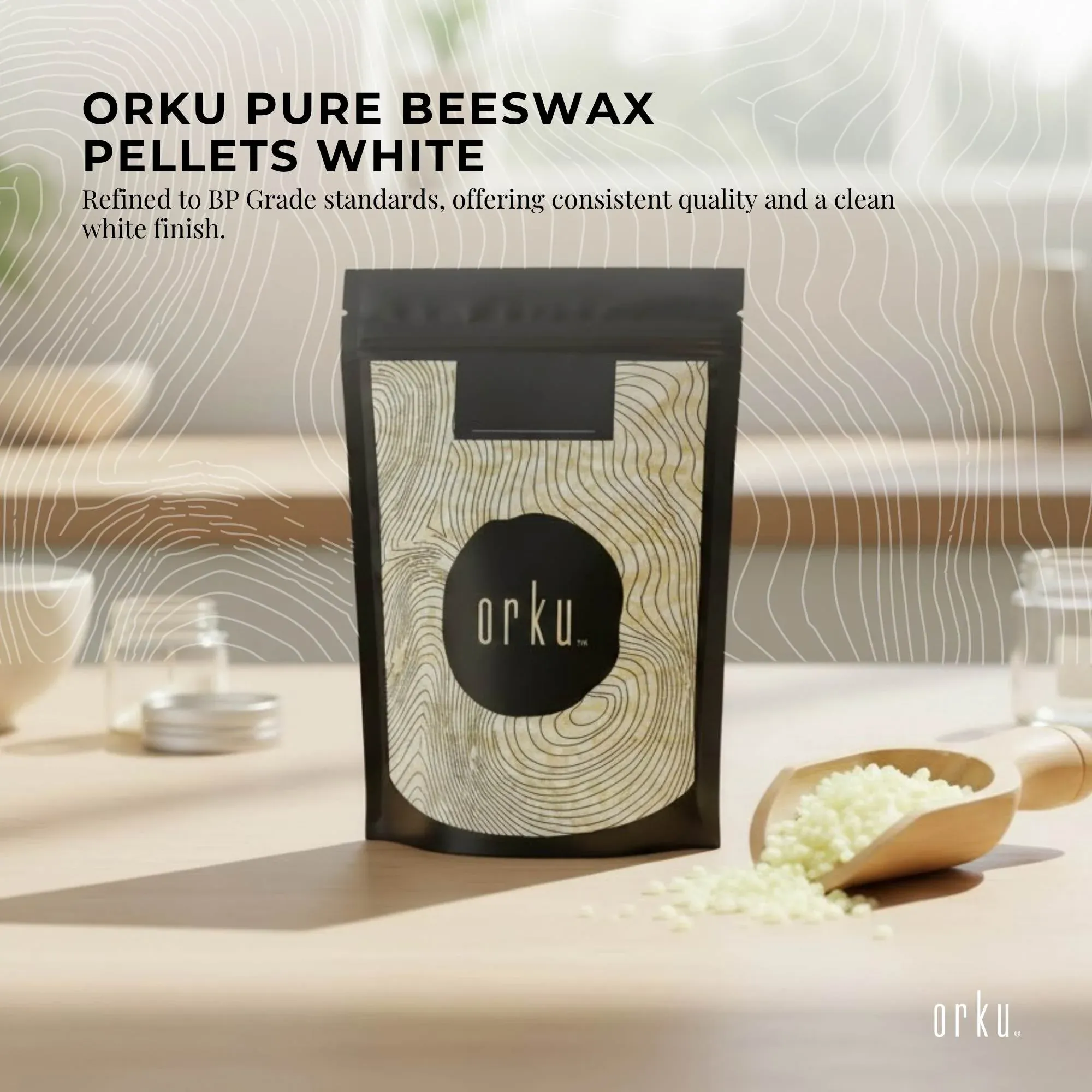 Orku 1Kg Pure Beeswax Pellets White BP Grade Refined Beads - Candle Cosmetic DIY — image 3