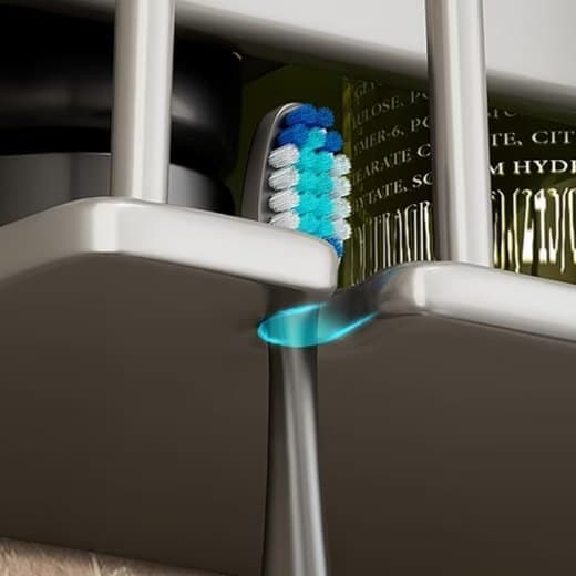 3-Piece Toothbrush Holder with Cup, Wall Mount No Drilling, Aluminum, Compatible with Oral-B, Gold — image 5
