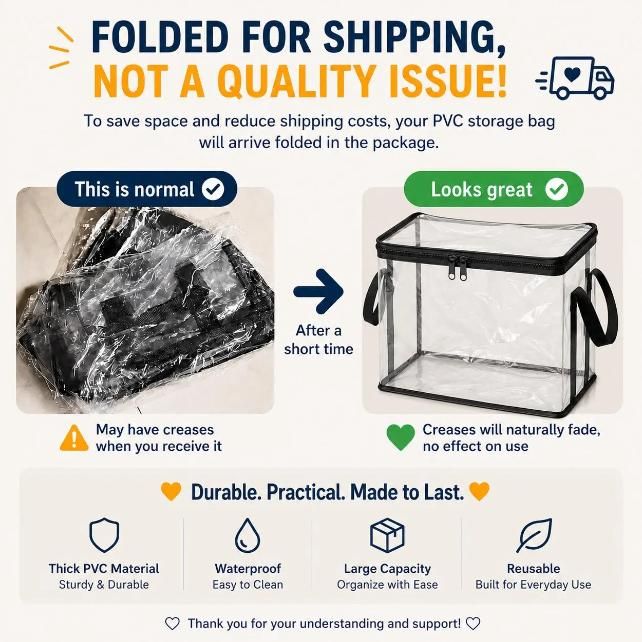 3 Pcs Large Clear PVC Book Storage Box – Foldable, Dustproof & Transparent Organizer with Handles for Home, Classroom & Office (38×24×32cm) — image 4