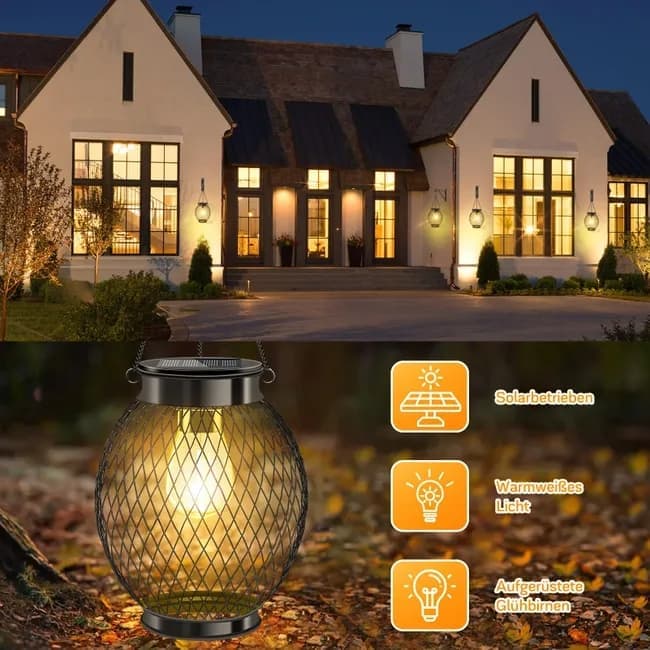 Solar Powered LED Outdoor Lantern with Solar Panel, IP65 Waterproof, for Garden Patio, Compatible with Outdoor Environments — image 6