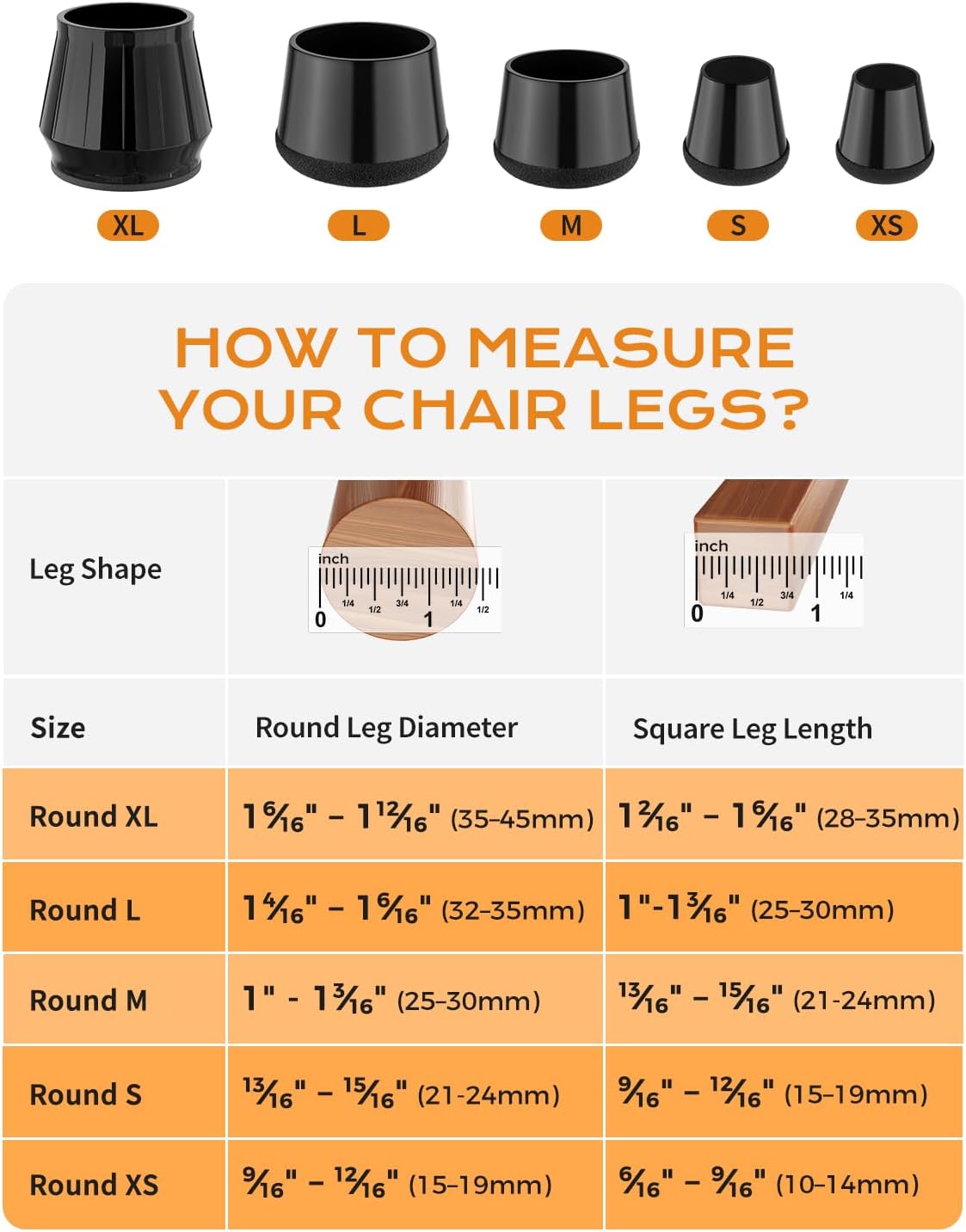 24 PCS Silicone & Felt Chair Leg Floor Protectors for Hardwood Floors - Furniture Pads, Chair Leg Covers/Cups - No Noise & Scratch-Proof - Round XS (Fits 9/16" — image 2