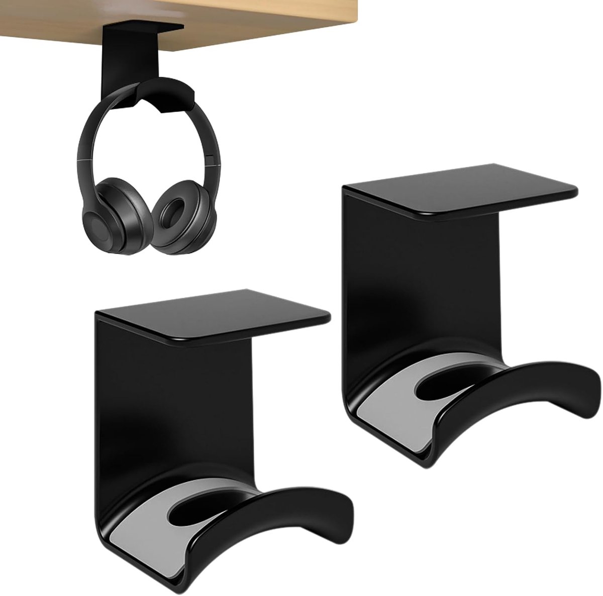 2-Piece Headphone Stand - Headset Hanger - Hook - Headphone Stand - Headset Holder - for gaming headsets - Headset Stand - Wall - headphone stand - non-slip