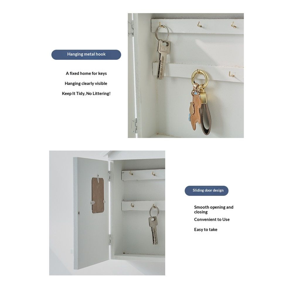 Nautical Style Key Cabinet, Mediterranean Wall Mounted Key Cabinet Wooden Keys Organizer for Office Home Bookstore Dining Room โ image 4