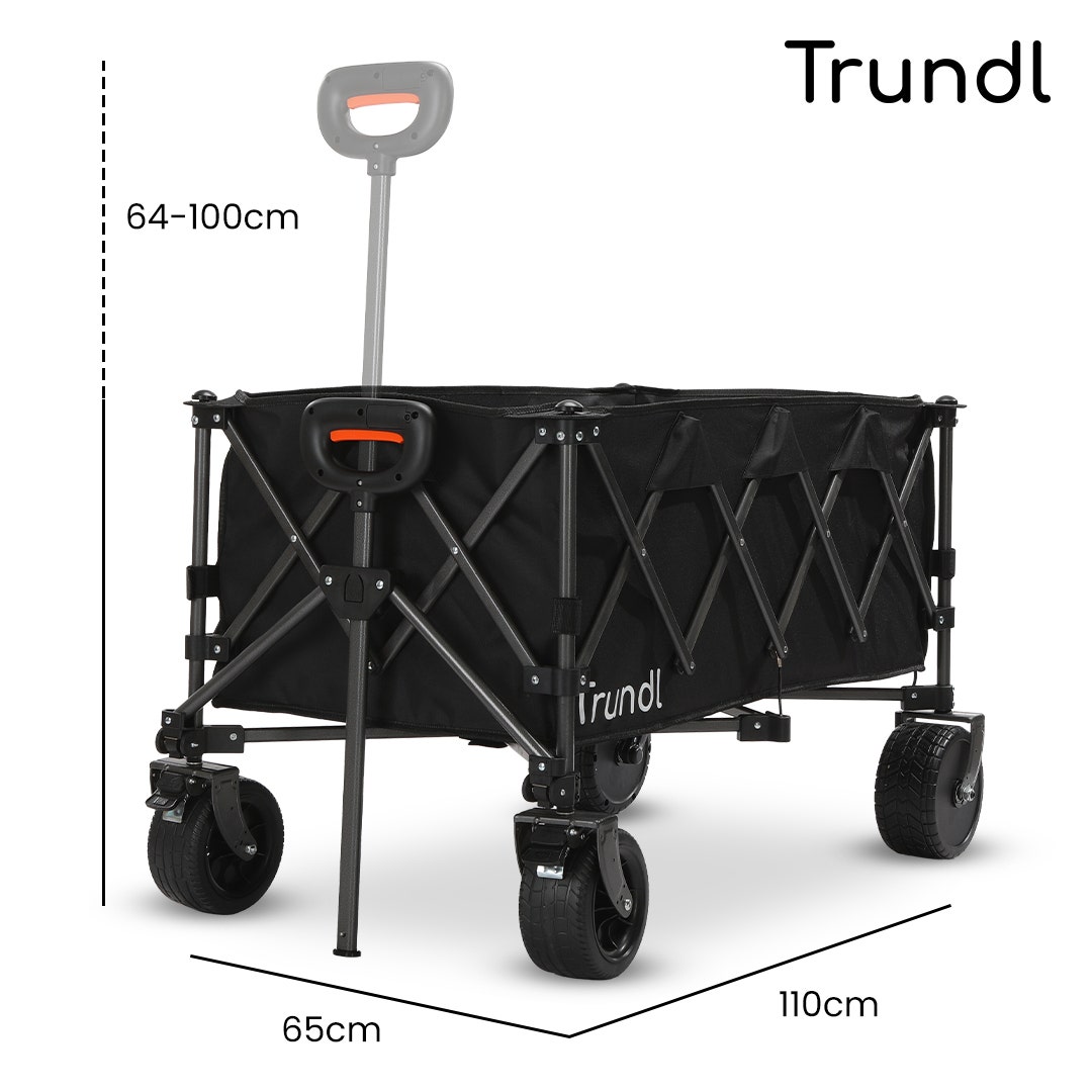 TRUNDL 180L XL Electric Folding Pull Cart, Powerful Easy Hill Climbing, All-terrain Wheels, Wagon for Beach Camping Shopping, Black โ image 2