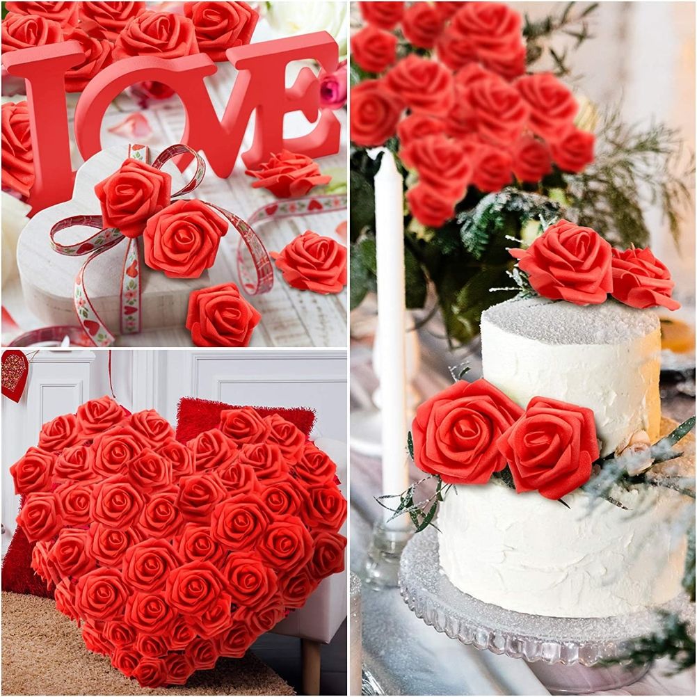 100PCS Artificial Rose Flowers Red Foam Roses Fake Roses DIY Decoration for Wedding Party Decoration Crafts โ image 4