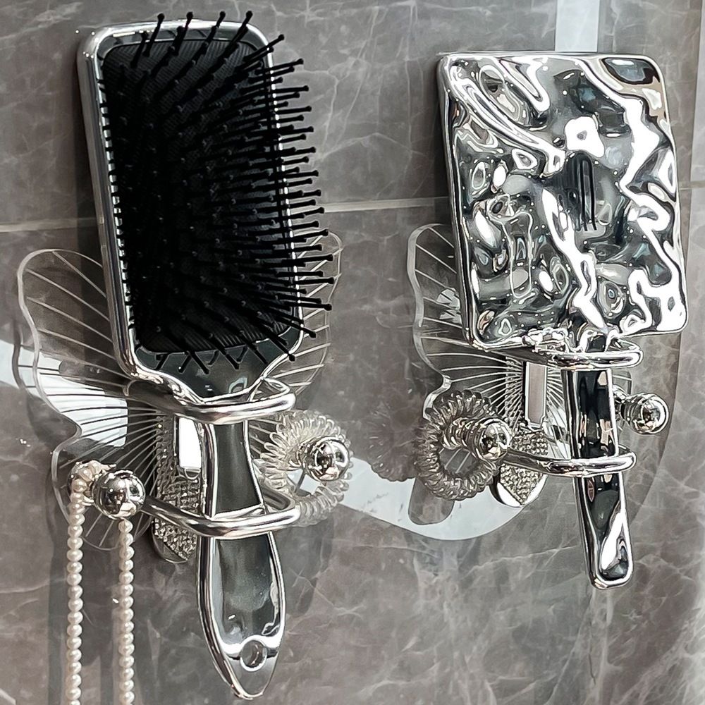 Transparent Butterfly Rhinestone Comb Holder, Wall-Mounted Brush Organizer for Bathroom Vanity, Jewelry Display, Hair Accessory Storage (With drill) — image 4