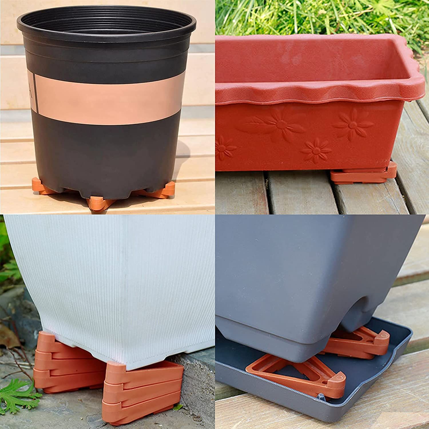 4pcs， Plants Pot Feet Triangle Flower Pot Rack Holder Pot Toes Plastic Flower Pot Risers for Indoor Outdoor Plant Pots Container — image 4