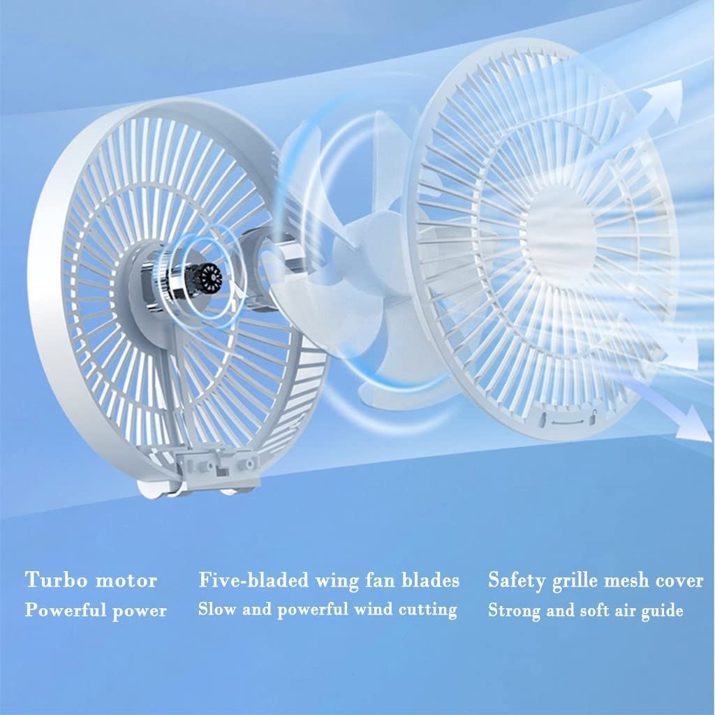 Desktop Fan with Remote, Portable Rechargeable LED Light Fan Air Cooler Mini Desk USB Fan with Quiet Operation, ( Color: White ) — image 5