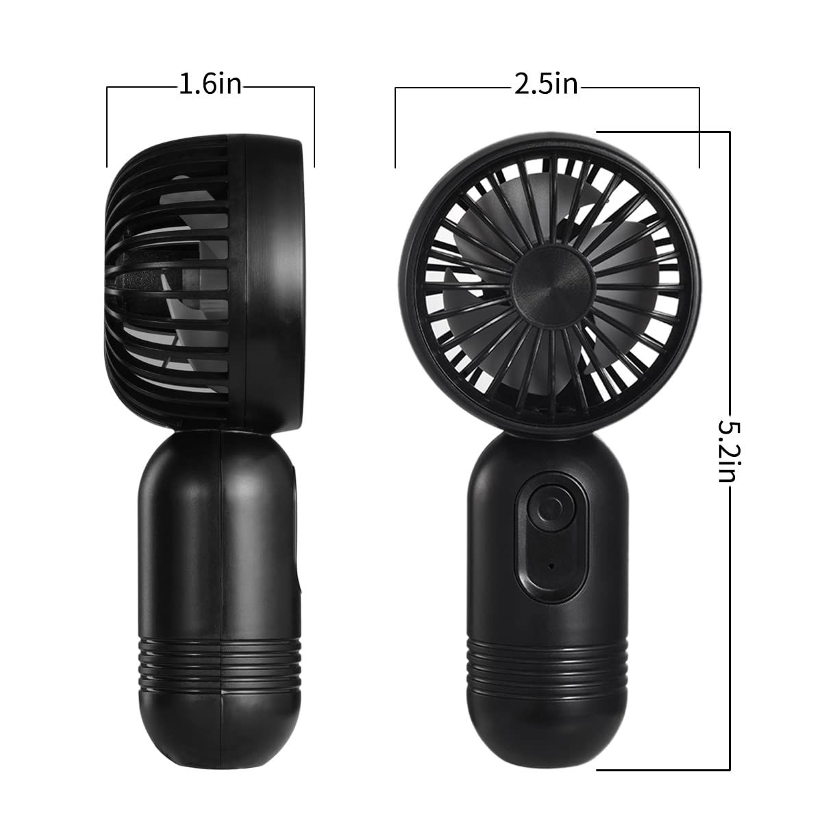Mini Fan 2 Pack, Cute Handheld Fan Battery Operated Lightweight Small Personal Fan with 3 Speeds and USB Rechargeable Eyelash Fan — image 5
