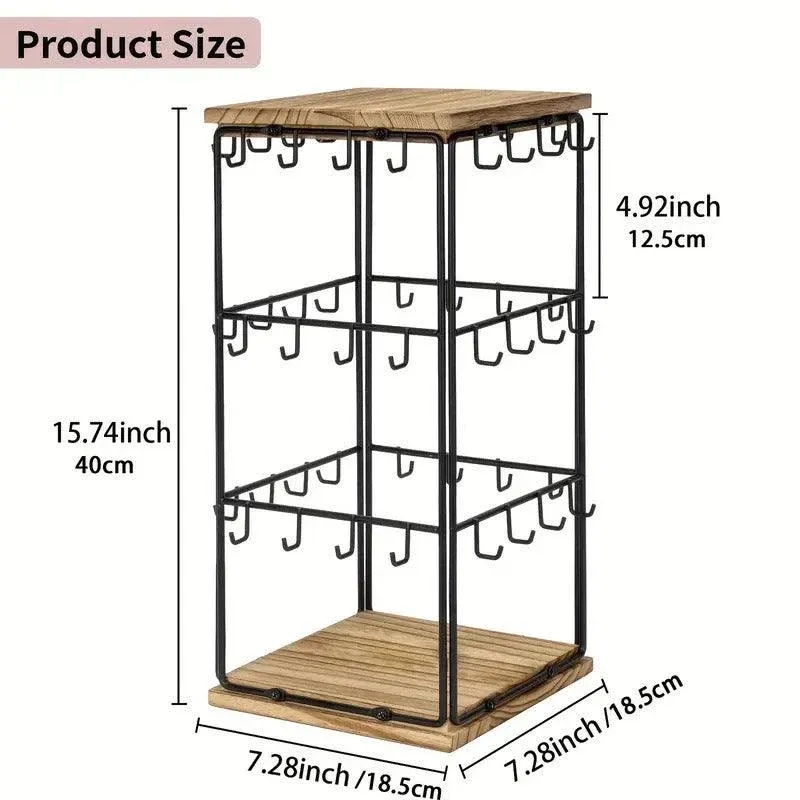 Iron Desktop Earrings Display Organizer Jewellery Stand Holder for Home Storage - Black β image 4